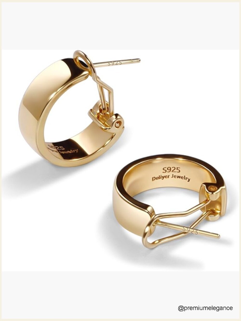 Chunky Huggie Hoop Earrings for Women Hypoallergenic Non Tarnish Wide Hoop
